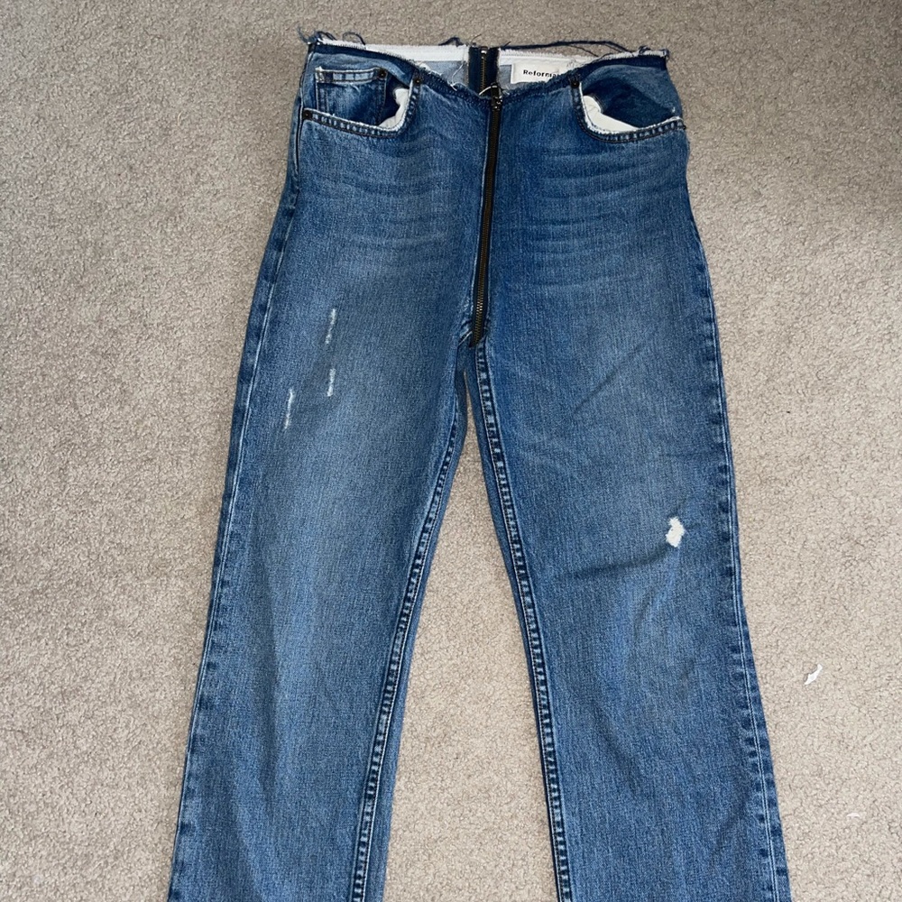 Reformation full zip jeans